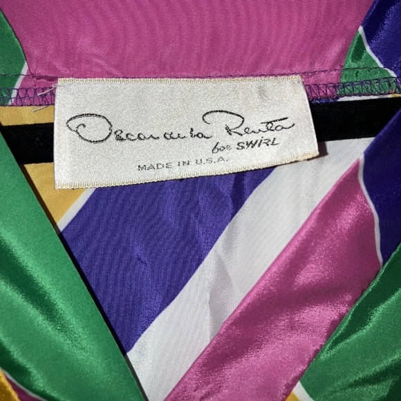 Vintage Oscar de la Renta Swirl Women's Small Muumuu Caftan Stripe Gown - Picture 3 of 3